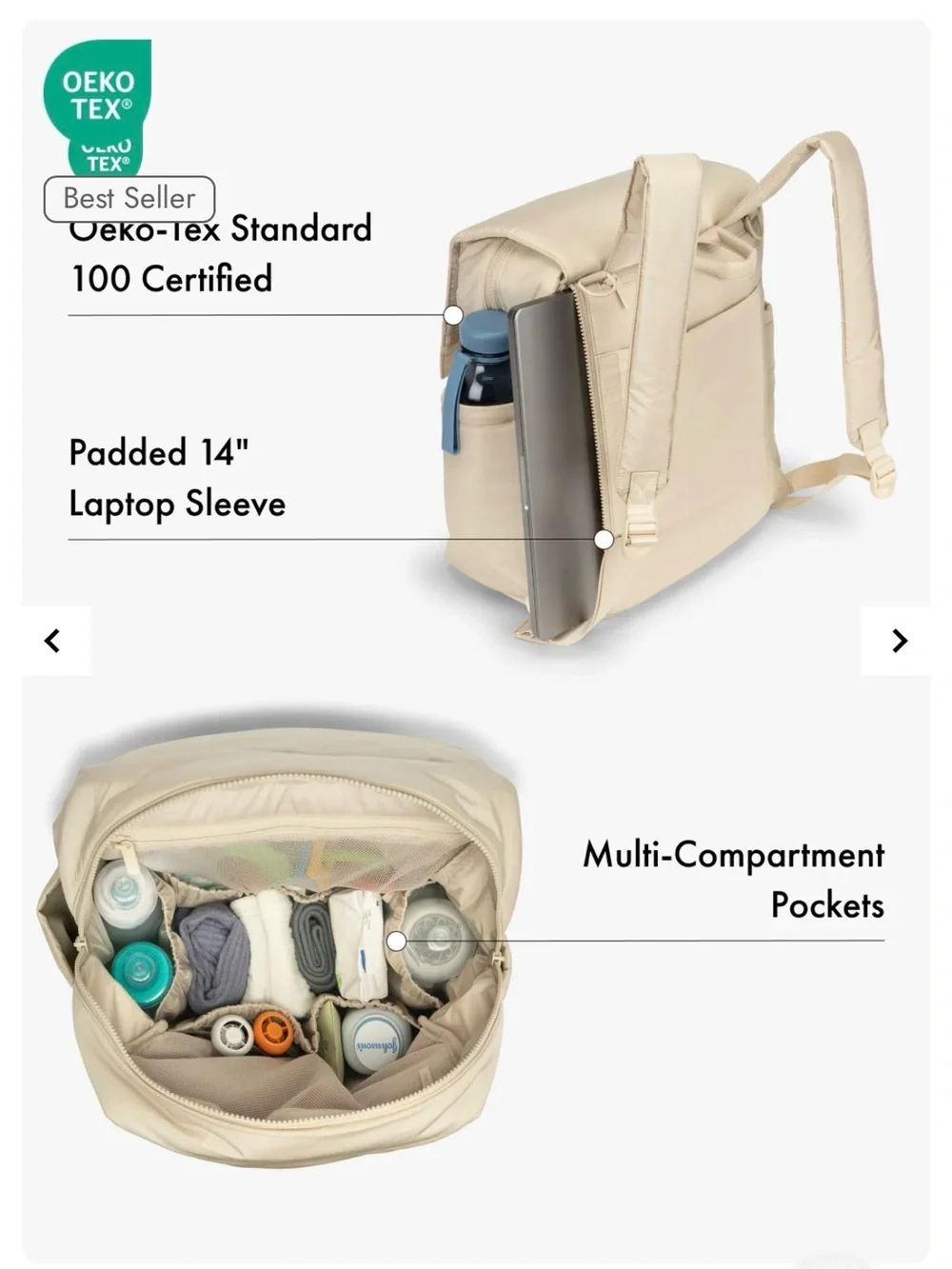 Calpak Diaper Backpack with Laptop Sleeve in Oatmeal